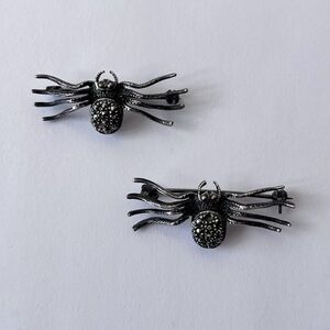 Vintage Whimsigoth Two Piece Lot Spider Rhinestone Spooky Halloween Brooches